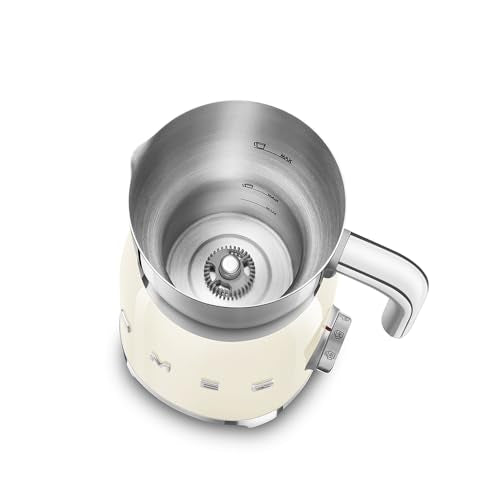 Smeg MFF11CREU Milchaufschäumer, 600 ml Karaffe, Induktionssystem, 6 Programme + manuelle Funktion, Messkappe, 500W, Creme