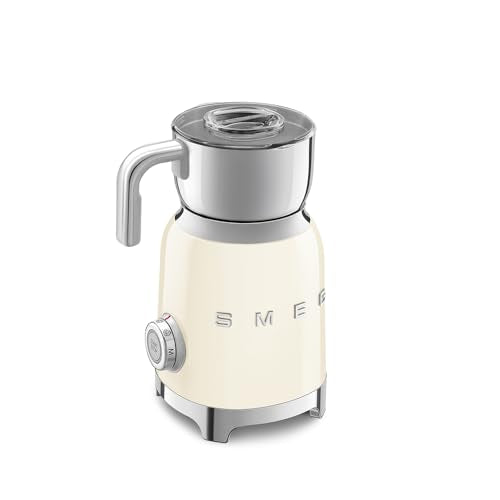Smeg MFF11CREU Milchaufschäumer, 600 ml Karaffe, Induktionssystem, 6 Programme + manuelle Funktion, Messkappe, 500W, Creme