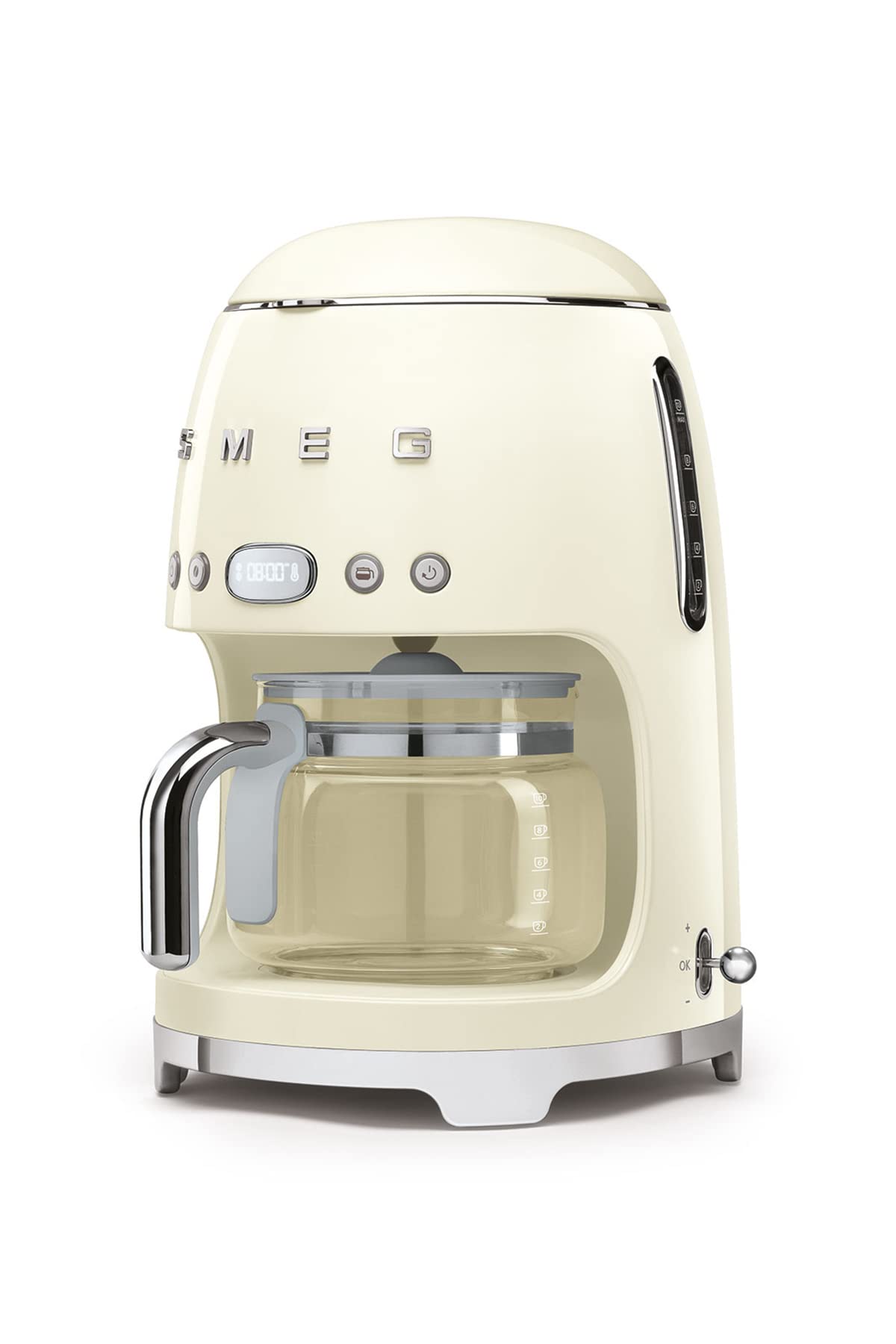 Smeg DCF02CREU Filterkaffeemaschine, 12 Tassen Glaskaraffe, Aroma- & Autostartfunktion, 2 Intensitäten, Warmhaltefunktion, 1050W, Creme
