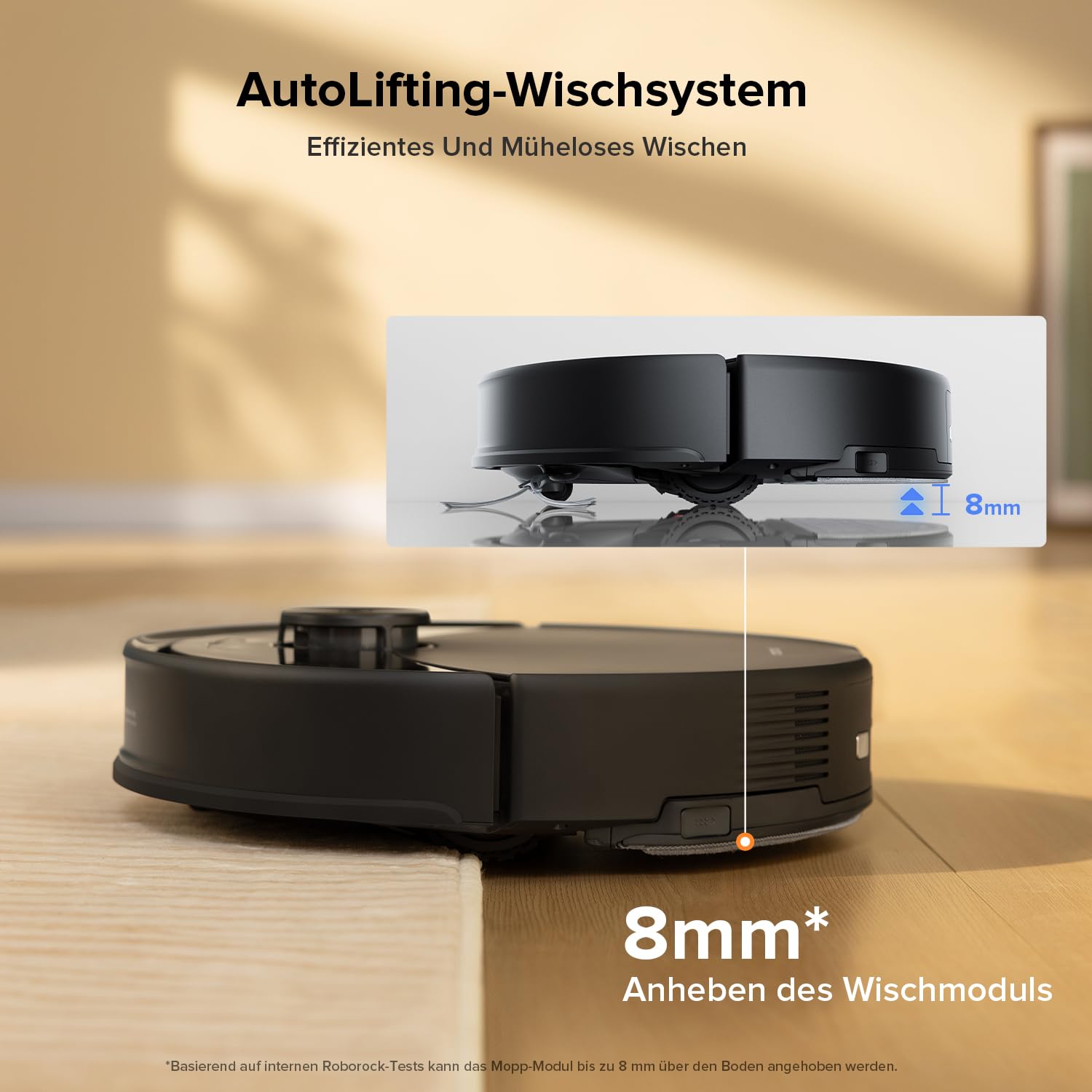 roborock Q10 S5 Saugroboter mit Wischfunktion, 10.000Pa, Anti-Tangle, Auto-Lifting Mopp, für Tierhaare, Teppiche & Hartböden, Schwarz