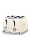 Smeg TSF03CREU 4-Scheiben Toaster, 6 Bräunungsstufen, Aufwärm-, Abtau- & Bagel-Funktion, Krümelschublade, 2000W, Creme