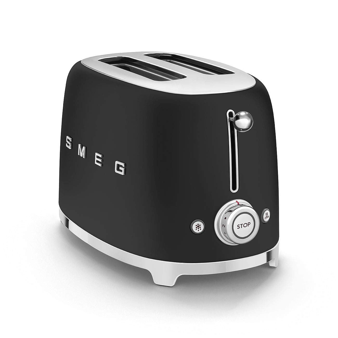 Smeg TSF01BLMEU Toaster 2-Scheiben, 6 Bräunungsstufen, Heiz-, Abtau- & Bagel-Funktion, Krümelschublade, 950W, Mattschwarz
