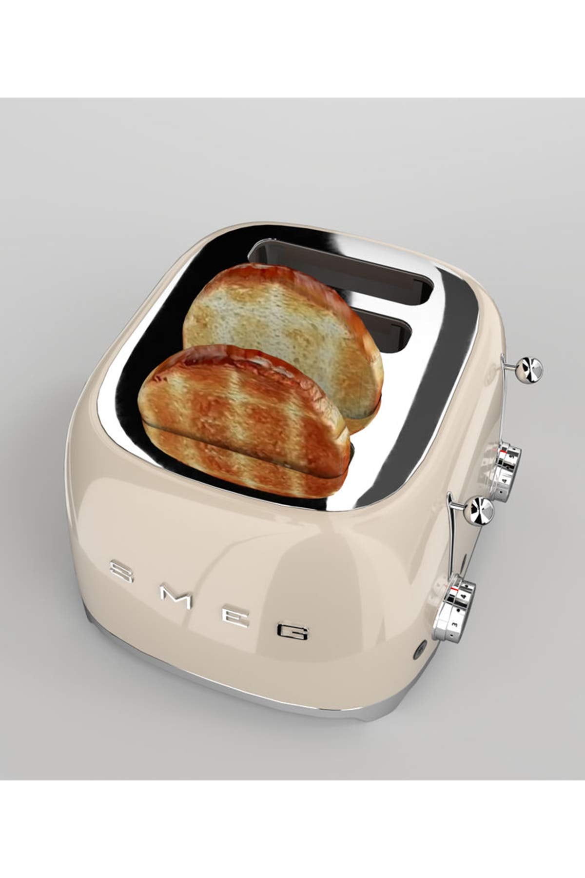 Smeg TSF03CREU 4-Scheiben Toaster, 6 Bräunungsstufen, Aufwärm-, Abtau- & Bagel-Funktion, Krümelschublade, 2000W, Creme