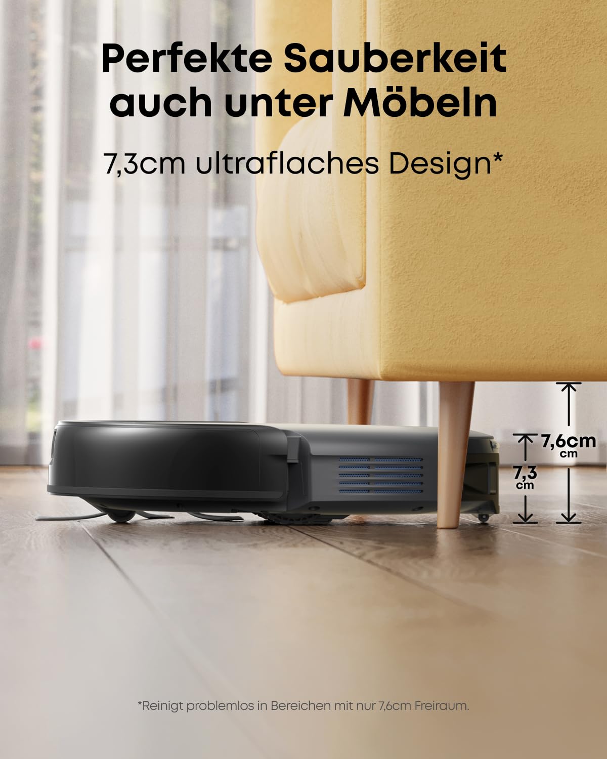eufy C10 Saugroboter, 7,3 cm flach, 2500Pa, mit Absaugstation, Teppich-Boost, ausfahrbare Seitenbürste, Punktlaser- & Infrarot-Navigation