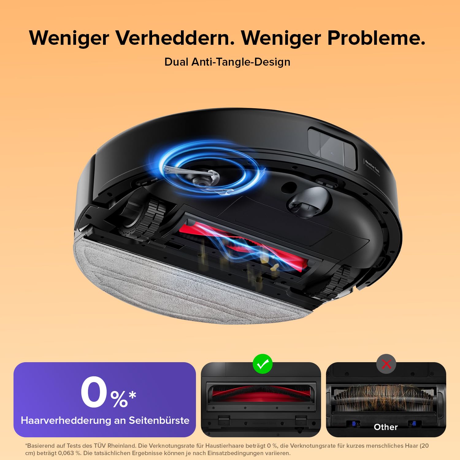 roborock Q10 S5 Saugroboter mit Wischfunktion, 10.000Pa, Anti-Tangle, Auto-Lifting Mopp, für Tierhaare, Teppiche & Hartböden, Schwarz