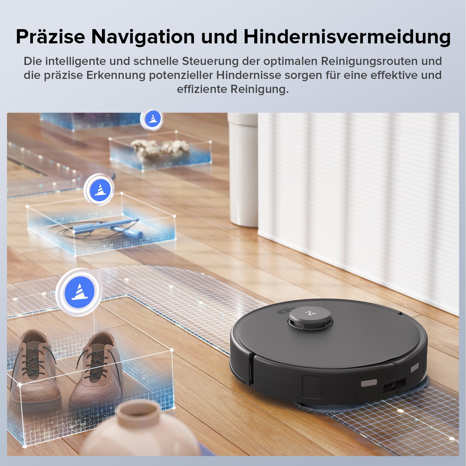 roborock Qrevo Edge S5A Saugroboter mit Wischfunktion, 18.500Pa, Anti-Tangle, FlexiArm Kantenreinigung, Hebemopp, 75 °C Heißwasser-Moppwäsche