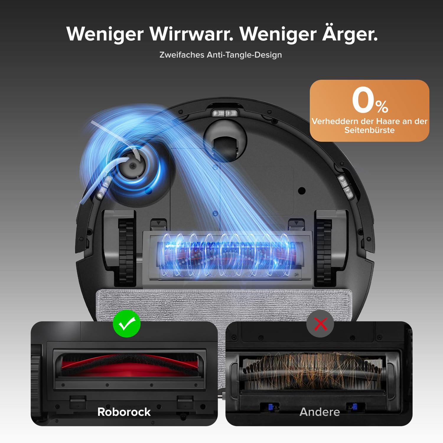 Roborock Q10 S5+ Set Saugroboter mit Wischfunktion, 10.000Pa HyperForce, Dual Anti-Tangle, Auto-Lifting Mopp, für Tierhaare, Teppiche & Hartböden