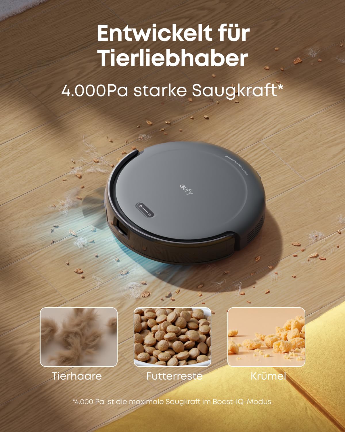 eufy C10 Saugroboter, 7,3 cm flach, 2500Pa, mit Absaugstation, Teppich-Boost, ausfahrbare Seitenbürste, Punktlaser- & Infrarot-Navigation