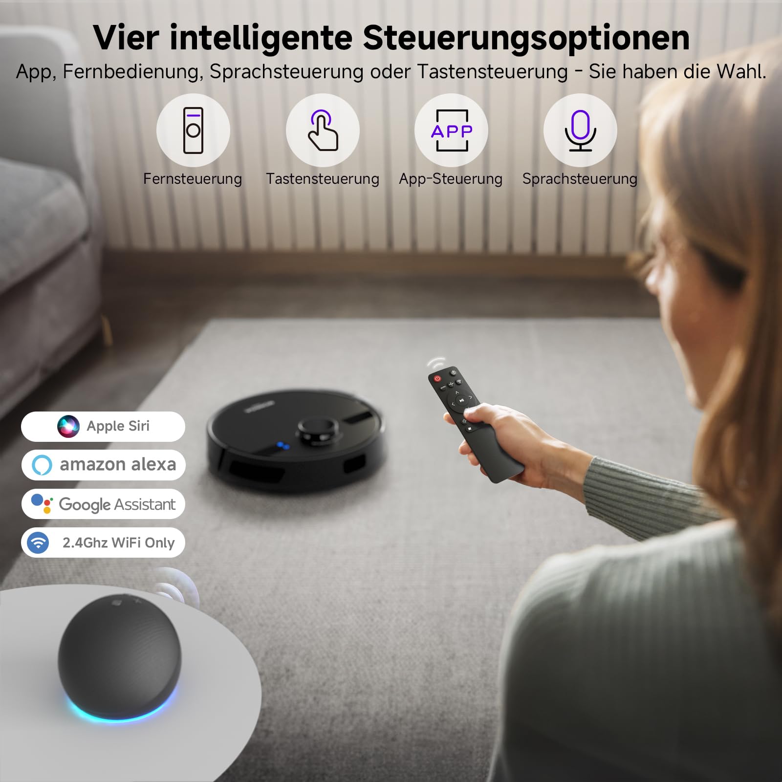 MONSGA Saugroboter mit Wischfunktion, 5000Pa, 180 Min Laufzeit, 3,5L Absaugstation, LiDAR-Navigation, ideal für Teppiche & Tierhaare