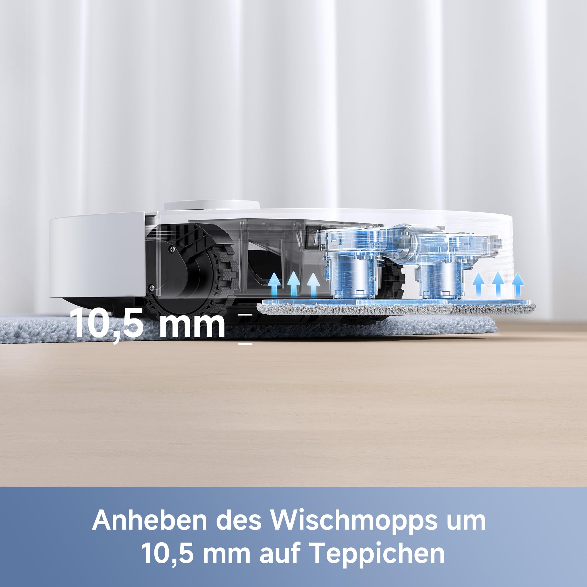 Mova E30 Ultra Saug- & Wischroboter, 7.000Pa, Auto-Entleerung, Selbstreinigender Wischer, 10,5 mm Wischeranhebung, Ultraschall-Teppicherkennung