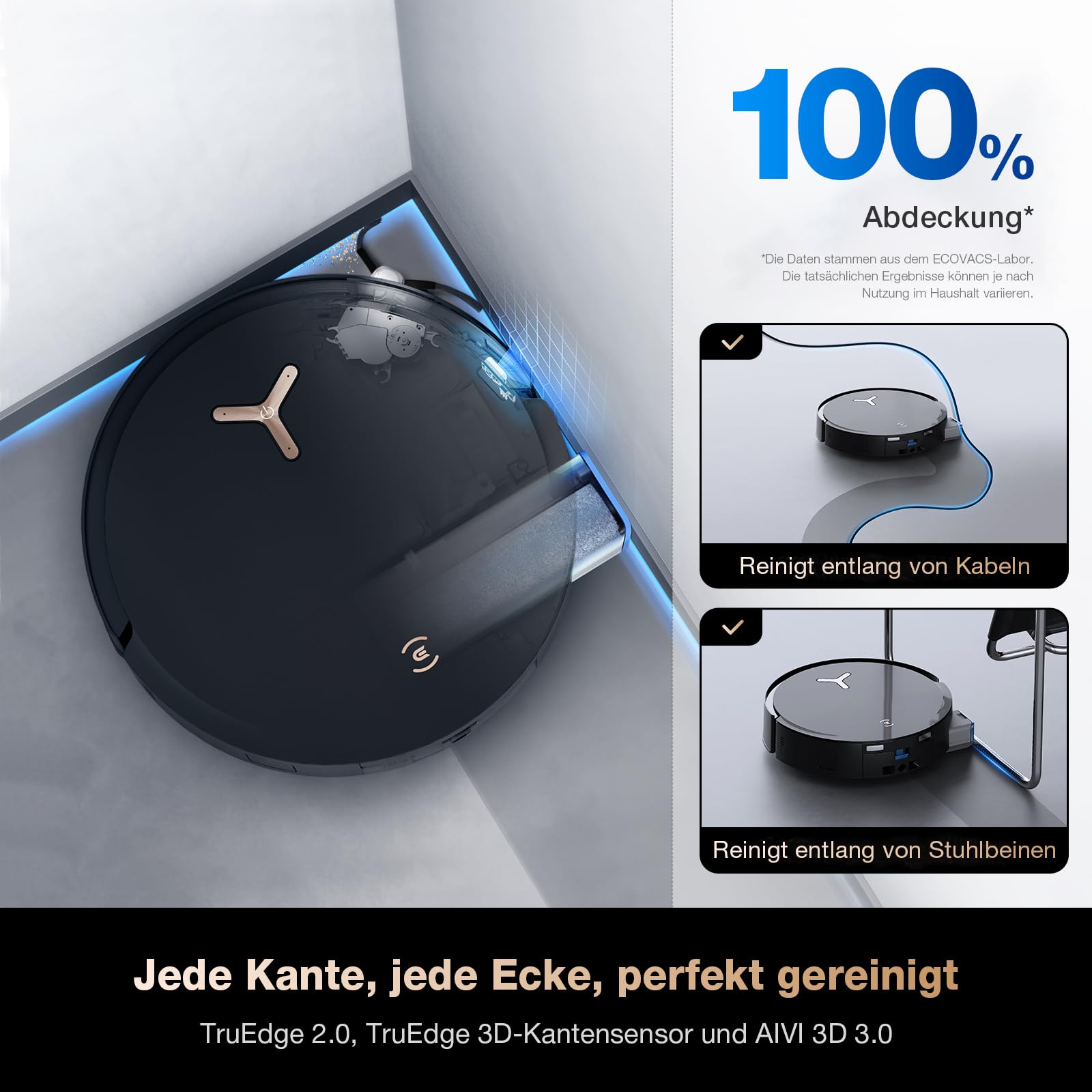 ECOVACS DEEBOT X8 PRO Omni Saugroboter mit Wischfunktion, 18.000Pa, OZMO Roller, 12-in-1 Station, Heißwasser-Moppreinigung 40–75 °C, YIKO-GPT