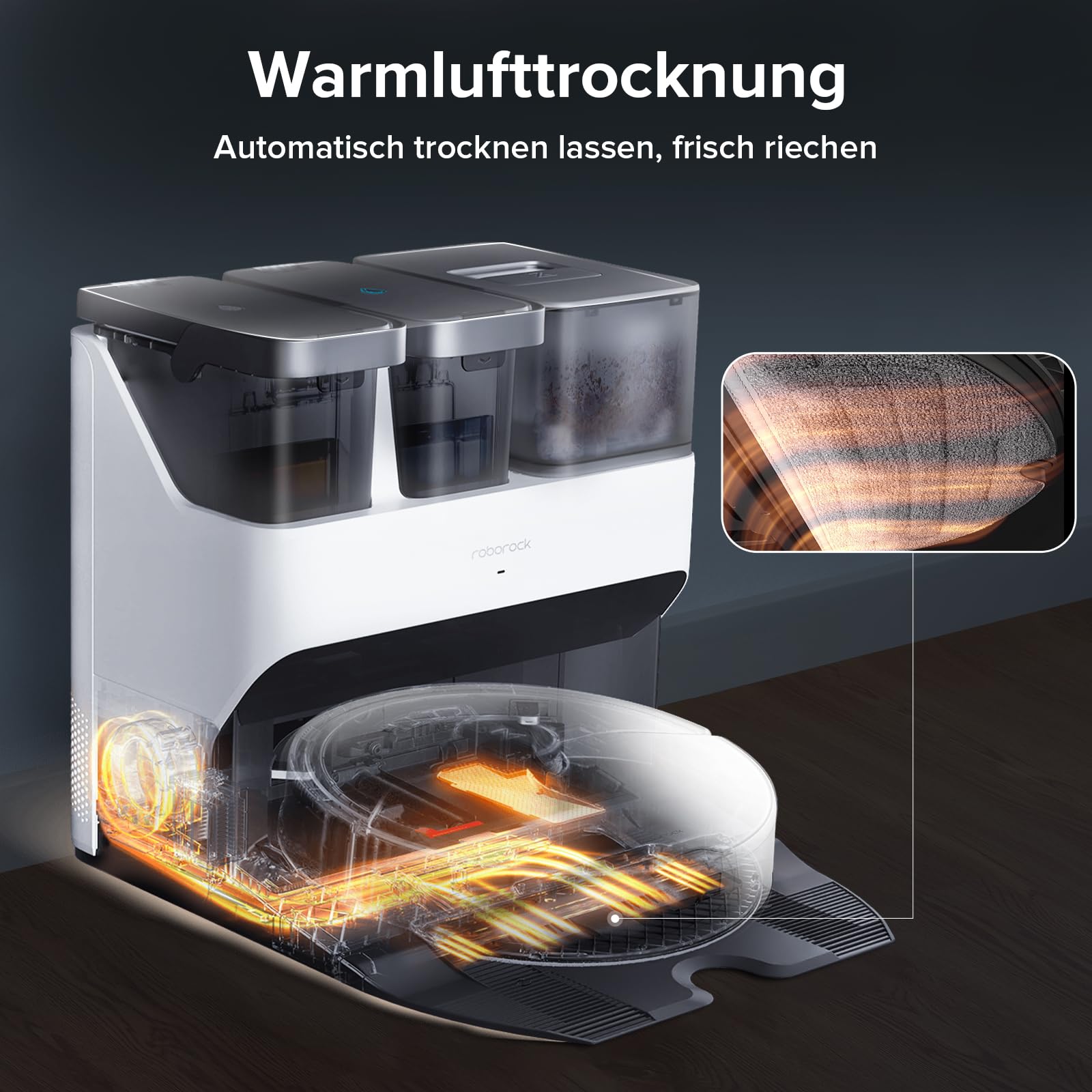 Roborock S7 Max Ultra Saugroboter, 5.500Pa, selbstentleerende/-waschende/-trocknende/-befüllende Station, Hindernisvermeidung, App- & Sprachsteuerung