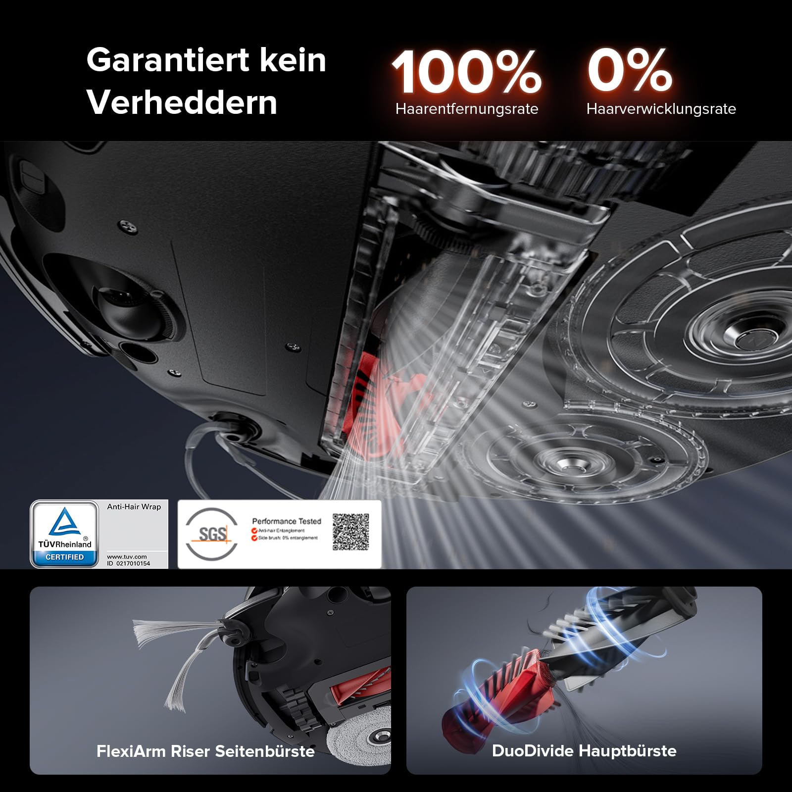 roborock Saros 10R Saugroboter mit Wischfunktion&angebbarem Wischmopp, 7,98cm Ultra-Slim Design, StarSight System 2.0, Zero-Tangle System