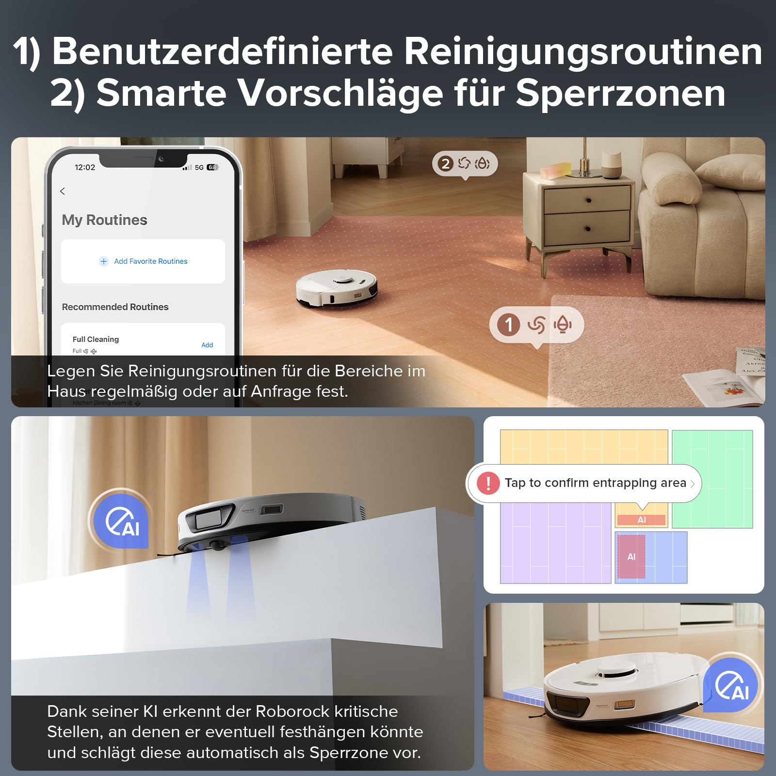Roborock S7 Max Ultra Saugroboter, 5.500Pa, selbstentleerende/-waschende/-trocknende/-befüllende Station, Hindernisvermeidung, App- & Sprachsteuerung