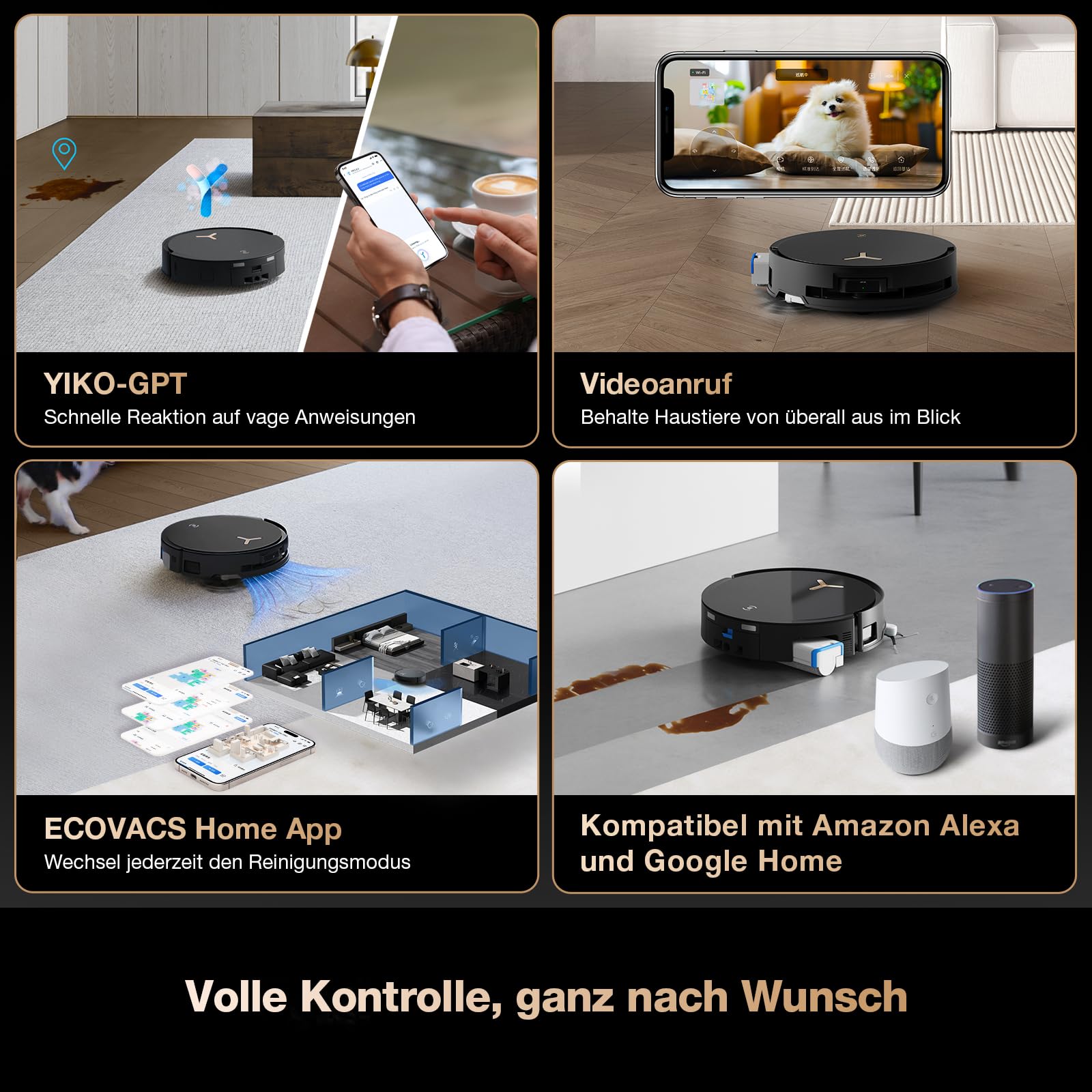 ECOVACS DEEBOT X8 PRO Omni Saugroboter mit Wischfunktion, 18.000Pa, OZMO Roller, 12-in-1 Station, Heißwasser-Moppreinigung 40–75 °C, YIKO-GPT