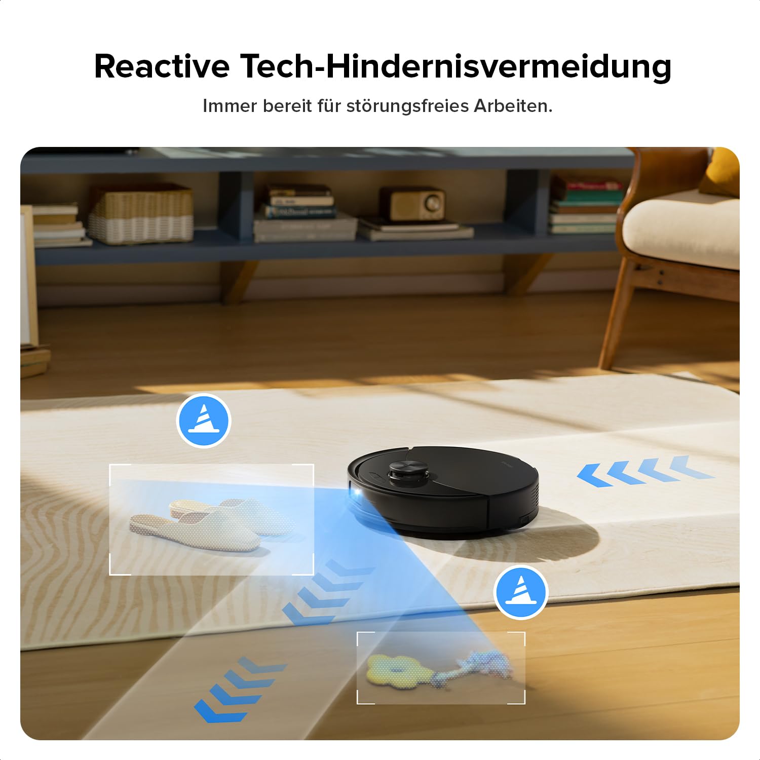roborock Q10 S5 Saugroboter mit Wischfunktion, 10.000Pa, Anti-Tangle, Auto-Lifting Mopp, für Tierhaare, Teppiche & Hartböden, Schwarz