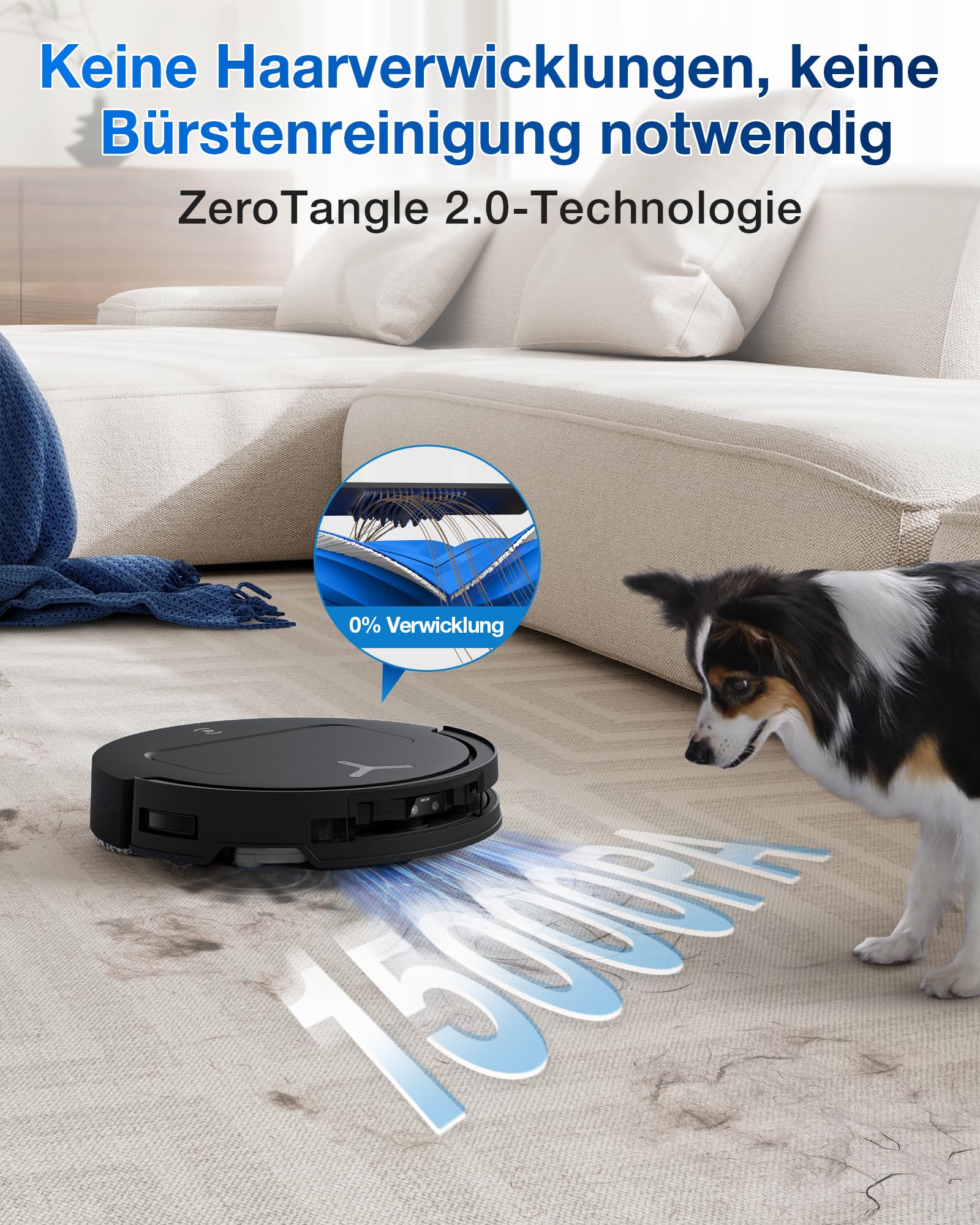 ECOVACS DEEBOT T50 Omni Saugroboter, 15.000Pa, Wischfunktion, ZeroTangle 2.0, ausziehbare Bürste & Mopp, 75°C Heißwasser-Moppwäsche