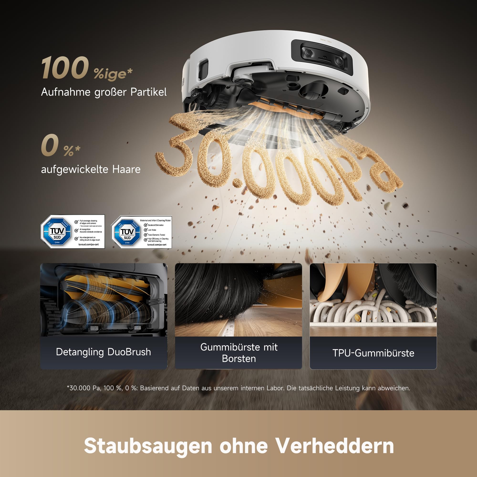 dreame Aqua10 Ultra Roller Saugroboter mit Wischfunktion, 30.000Pa, 8 cm Hindernisfreiheit, Selbstreinigung, Auto-Entleerung, Sprachsteuerung