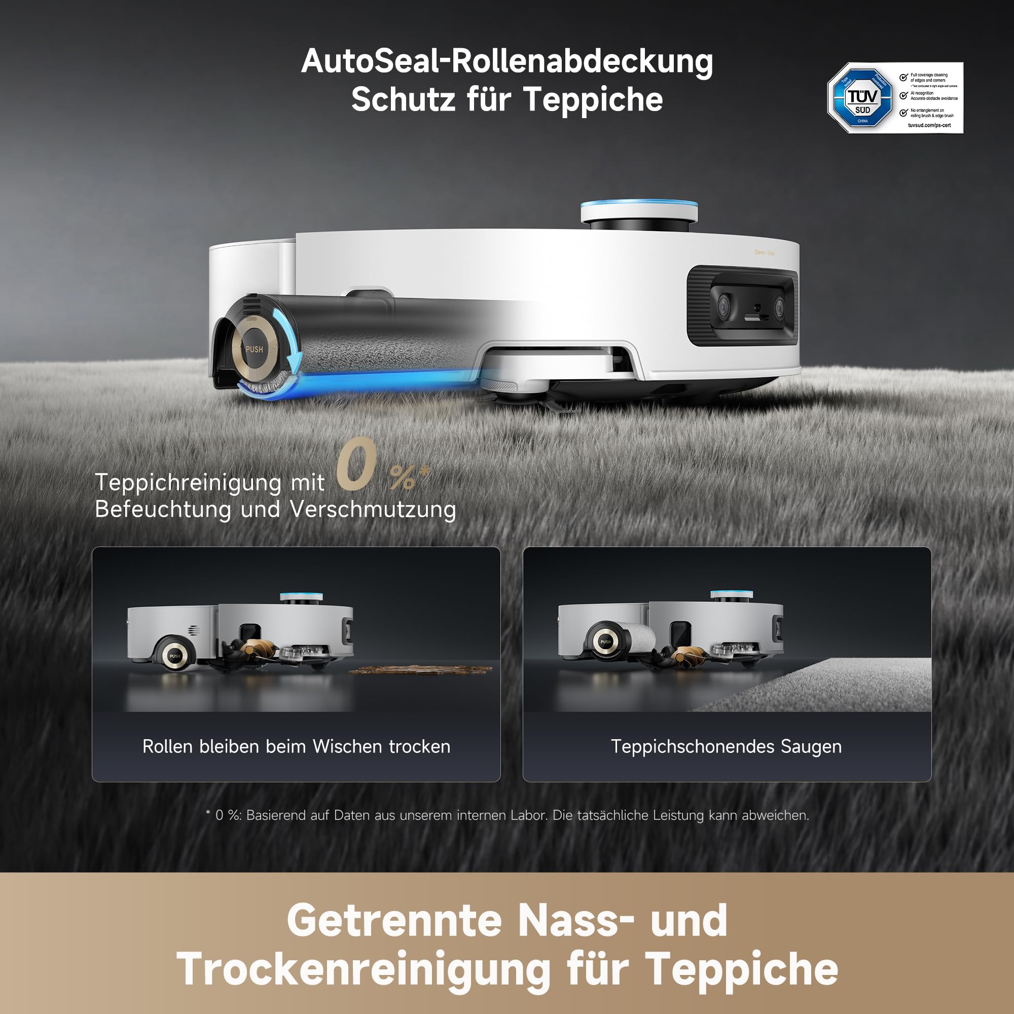 dreame Aqua10 Ultra Roller Saugroboter mit Wischfunktion, 30.000Pa, 8 cm Hindernisfreiheit, Selbstreinigung, Auto-Entleerung, Sprachsteuerung
